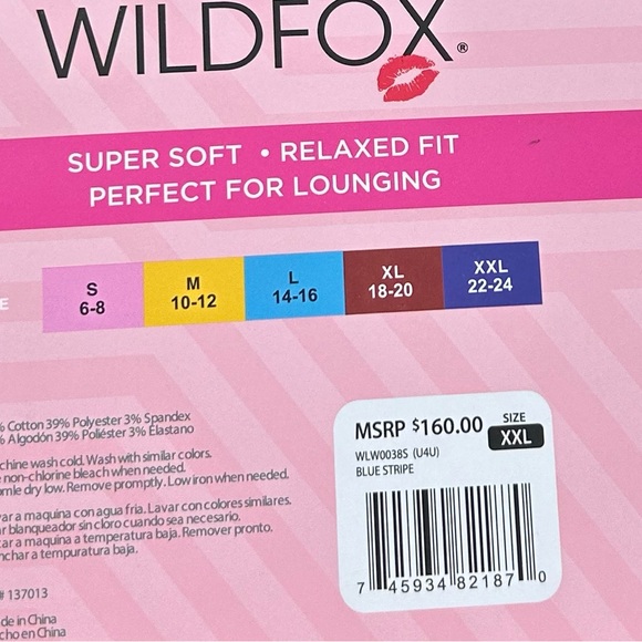 WILDFOX Sweatshirt & Short Lounge Set Stripes - Picture 3 of 5